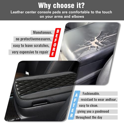 Auto Center Console Pad, Universal Waterproof Armrest Seat Box Cover, Car Interior Accessories, Leather Auto Armrest Cover Protector for Most Vehicle, SUV, Truck (Gray)