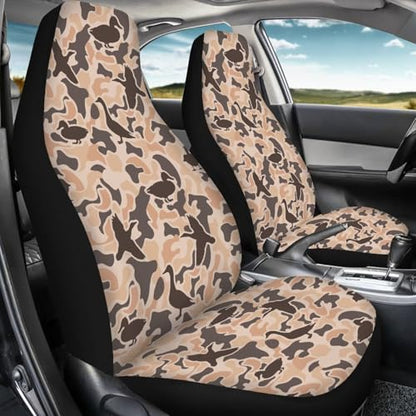 Duck Camo Car Front Seat Covers Comfortable Car Seat Covers Full Set of 2 Stretch Polyester Fabric Cover Automotive Interior Seats Covers Fit for Most Cars SUV Sedans - color: Duck Camo