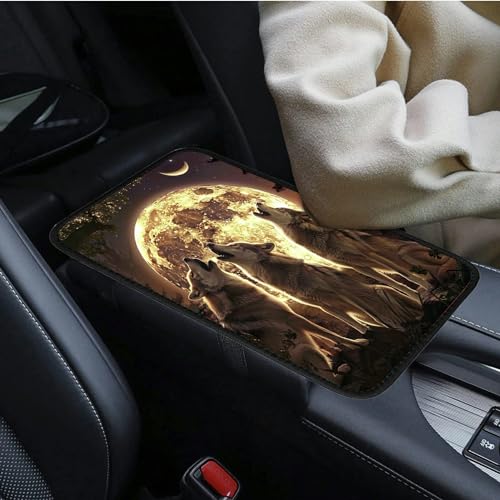 Universal Auto Center Console Pad and 2Pcs Car Coasters Set, Anti Slip Soft Neoprene Car Armrest Seat Box Cover Protector Universal Fit - Car Interior Accessories, Moonwolf - color: 505