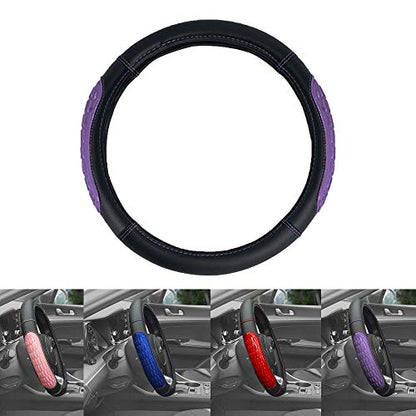 FH Group Universal Fit Ultra Grip Silicone and Faux Leather Steering Wheel Cover fits Most Cars, SUVs Blue