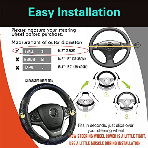 PINCTROT Small Size Steering Wheel Cover Great Grip with 3D Honeycomb Anti-Slip Design, 14 Inch (Blue) - color: 4.Blue, size: Small Size[14''-14 1/4'']