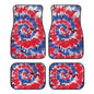 Butterfly Tie Dye Red Blue Automotive Floor Mats Front and Rear Car Mat Carpet Set 4 Pcs Universal Fit for July of 4th - color: Butterfly Tie Dye Red Blue