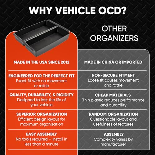 Vehicle OCD – Center Console Organizer Tray for Tacoma (2024-2026) – Made in USA - SLX182 - size: 2024-2026, style: Tray