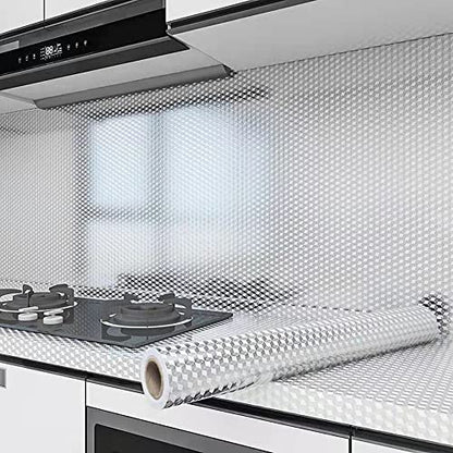 Peel and Stick Wallpaper, Waterproof Contact Paper for Kitchen Countertops Cabinets, Self-Adhesive Removable Aluminum Foil Sticker, Oil Proof Heat Resistant, Easy Clean (24"x197", Silver Chequer) - color: Silver Chequer, size: 24"W x 197"L