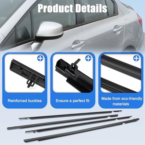 4Pcs Weatherstrip Window Moulding Trim Seal Belt Compatible with 2006-2011 Honda Civic Replace# 72460-SNA-A01 72410-SNA-A01 - color: 2006-2011, size: For Honda Civic