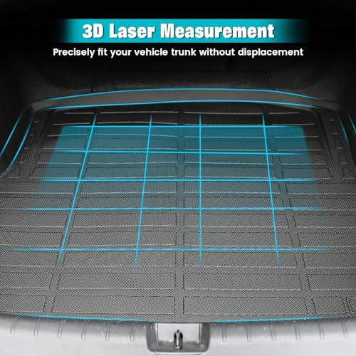 FREEMOTOR802 Compatible with 2025-2026 Audi Q6 e-tron & SQ6 e-tron Trunk Mat, Black Rear Carpets Liner Protection TPE Thermo Plastic Elastomer All Weather Boot Tray Cover Protector Pad