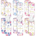 Outus 12 Pcs Floral Christian Car Tissues Cylinder Holder with 3 Ply Facial Tissue Bulk Inspirational Bible Verse Tissue Holder Flower Religious Travel Tissues Boxes Container for Car Cup Home Office - style: Flowers