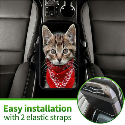 Universal Auto Center Console Pad and 2Pcs Car Coasters Set, Anti Slip Soft Neoprene Car Armrest Seat Box Cover Protector Universal Fit - Car Interior Accessories, Cat - color: 490