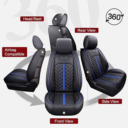 Tomatoman Tacoma Car Seat Covers Compatible with Toyota Tacoma 2005-2015 2016-2023 2024 2025 2026 Truck Access Crew Double Cab TRD Sport Offroad Limited SR5 V6 Cushions(Full Set/Black-Blue) - color: Full Set/Black-Blue