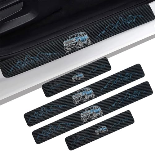 4PCS Carbon Fiber Door Sill Protectors Front/Rear Anti-Scratch Entry Guard (door-area51) - color: door-area51