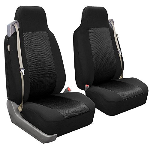 FH Group Universal Car Seat Covers Front Set High Back for SUV Truck Sedan Vans Zipper Designed Built-in Seatbelt - Washable Cloth Seat Cover Set High Back Front Protector Interior Upgrade - Black - color: Black - High Back (3D Air Mesh), size: Front Set