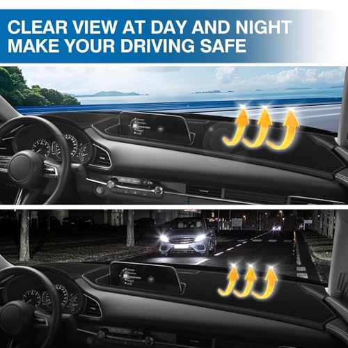 KUST Black Dash Cover for Mazda CX-30 CX30 2020-2024 2025 2026(Without HUD) Polyester Dashboard Cover Non-Slip Interior Accessories for CX30 Dash Mat Sunshade Windshield Glare