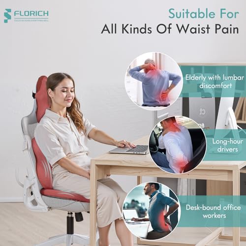 Car Seat Cushion and Lumbar Support Pillow for Office Chair Car, Neck Headrest Pillow, Ergonomic Memory Foam, Pressure-Relieving Back Support for Car, Office Chair & Wheelchair – Red - color: Red, size: Seat Cushion&Lumbar Pillow&Headrest Pillow