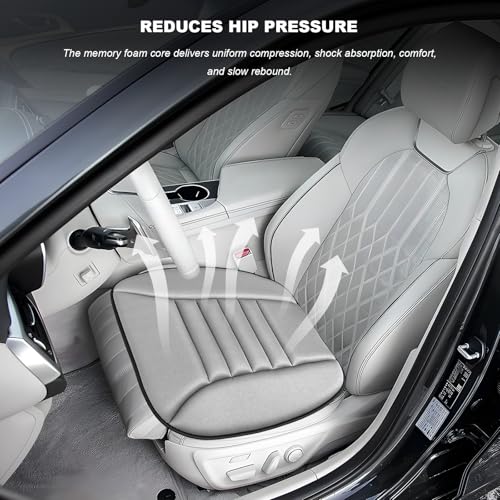 Car Seat Cushion, Breathable Driver Seat Protector with 1.2" Thick Comfortable Memory Foam, Universal Non-Slip Chair Pillow Pressure Relief Cushion Pad for Car Home Office (Gray) - color: Gray