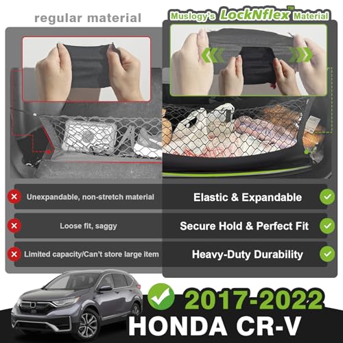 Trunk Cargo Net Compatible with 2017-2022 Honda CR-V Accessories, SUV Sedan Cargo Organizer Storage Net with Heavy Duty Carabiners - style: 2017-2022 CR-V
