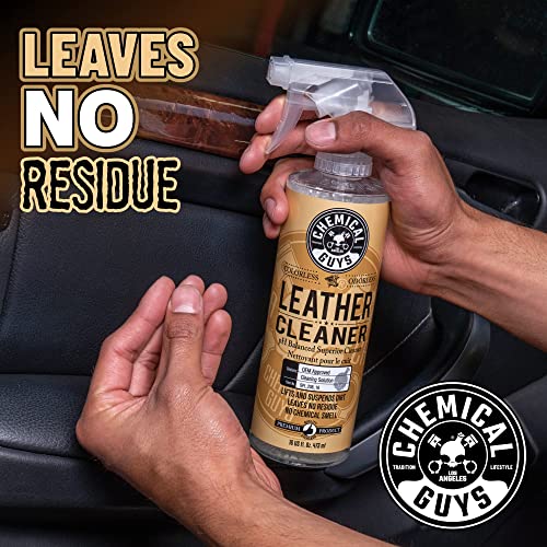 Chemical Guys Leather Cleaner and Conditioner Kit - Car Cleaner and Conditioner, Safely Cleans & Conditions Leather Car Interiors, Furniture, Shoes, Boots, Bags, Apparel & More, 2 Bottles (16 oz Each) - style: 16 Fl Oz KIT