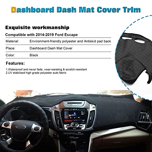 x xotic tech Center Console Dashboard Mat Pre-Cut Non-Slip Sunshield Sun Glare Protector Dash Carpet Pad Black Cover Compatible with Ford Escape 2014-2019 - color: Compatible with Escape 2014-2019