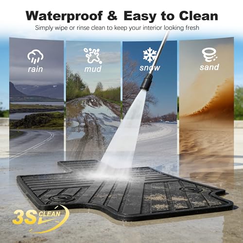 All Weather Floor Mats Custom Fit for Toyota RAV4 2019-2025 Waterproof Heavy Duty Anti-Slip Car Mats, 1st & 2nd Row Full Black - color: Black