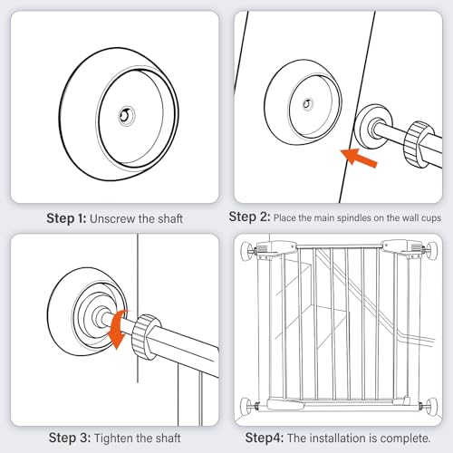 MAJAVI Baby Gate Wall Protector Wall Cups Protect Walls for Pressure Mounted Pet Dog Gate 4 Pack (4, Wall Cups White)