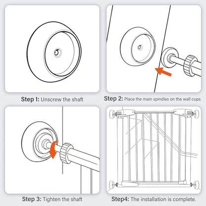 MAJAVI Baby Gate Wall Protector Wall Cups Protect Walls for Pressure Mounted Pet Dog Gate 4 Pack (4, Wall Cups White)