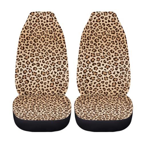 Pehede Car Seat Cover Leopard Front for Cars, Easy to Install Cover Set, Accessories Auto Trucks Van SUV,2 Packs - color: Multi19