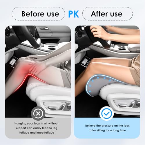 Car Seat Extender Leg Support Cushion for Driver Seats Office Chair, Leather Memory Foam Widened seat Cushion for Long Drivers Universal Car Seat Cushion Legs Rest Pads-Light Grey