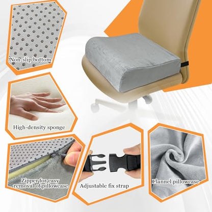 Adult Seat Booster Chair Lift Cushions for Elderly, Office Extra Thick Large Cushion to Raise Height, Heavy People Seniors Wheel Chair Pad, Back Tailbone Sciatica Pressure Relief Foam