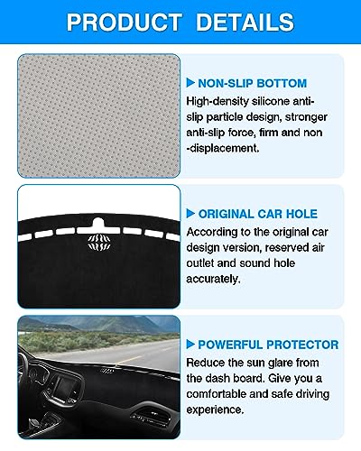 Autorder Dashboard Cover Mat for 2015-2024 Dodge Challenger Accessories Dash Cover Flannel Dash Mat Sunshade Glare UV Rays Protector - size: 2015-2024 Dodge Challenger
