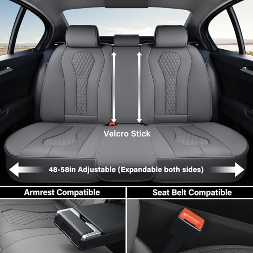Coverado Automotive Seat Covers, Back Car Protectors, Gray Leather Seat Covers, 3-Piece Car Seat Covers for Back Seats Universal Fit for Trucks SUVs Cars - color: Gray