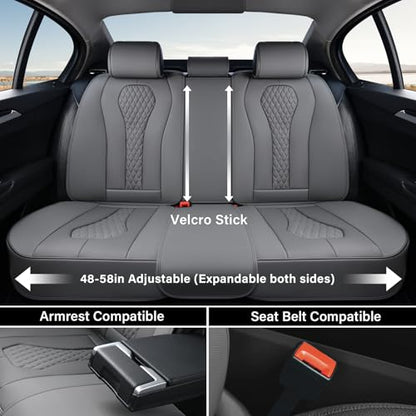 Coverado Automotive Seat Covers, Back Car Protectors, Gray Leather Seat Covers, 3-Piece Car Seat Covers for Back Seats Universal Fit for Trucks SUVs Cars - color: Gray