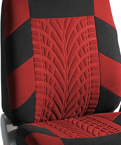 FH Group Full Set Travel Master Car Seat Covers, Airbag and Split Rear Car Seat Cover Universal Fit Interior Accessories for Cars Trucks SUV, Automotive Seat Covers, Red - color: Red, style: Full Set