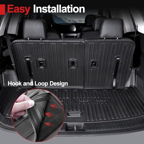 Cargo Mat with Backrest Mat for 2020-2025 Kia Telluride, All Weather TPE Trunk Mat Rear Cargo Liner Back Seat Cover Protector for Kia Telluride Accessories - style: Cargo Mat