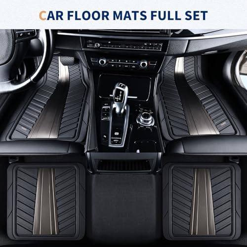 FLORICH Car Floor Mats, Heavy Duty Floor Mats for Cars, 4 Piece All-Weather Floor Mats with Anti-Slip Backing, Waterproof Universal Trim-to-Fit, Automotive Floor Mat for Cars SUV Trucks