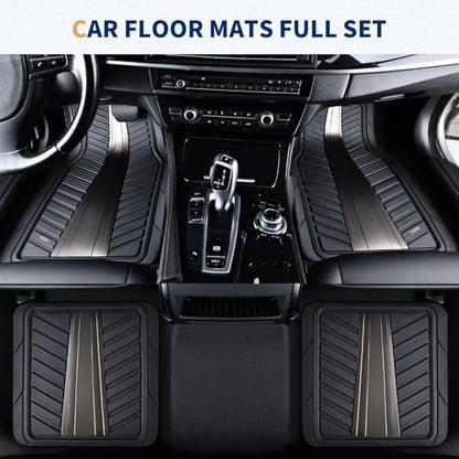 FLORICH Car Floor Mats, Heavy Duty Floor Mats for Cars, 4 Piece All-Weather Floor Mats with Anti-Slip Backing, Waterproof Universal Trim-to-Fit, Automotive Floor Mat for Cars SUV Trucks