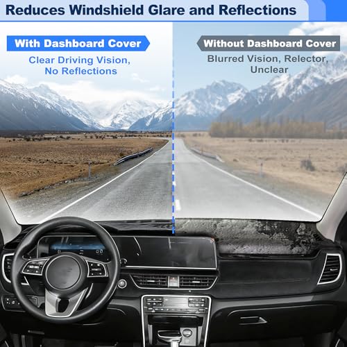 Flannel Dashboard Cover for Kia Seltos 2024 2025 2026 Interior Dash Cover Mat Pad Carpet Non-Slip Dashboard Protector Sunshine UV & Heat Resistant Black - style: for Kia Seltos 2024 2025 2026
