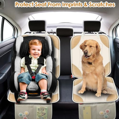 Sinvitron Car Seat Protector for Child Car Seat - Waterproof Non-Slip Leather Mat with 2 Mesh Pockets, Universal Seat Cover for Baby, Pets & Vehicles(2-Pack,Off-White) - color: 2 Pack Off-White