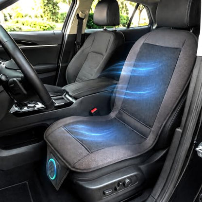 ZONETECH Cooling Car Seat Cushion 12V Black Automotive Adjustable Temperature Comfortable Car Seat Cooling Pad, Cooling Car Seat Cover for Car SUV Truck Universal Fit - color: Black 1 Pack