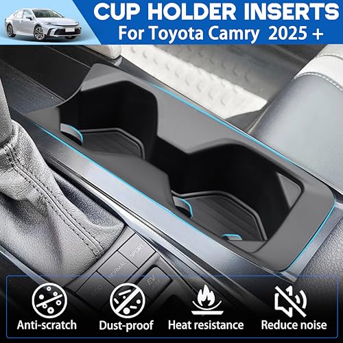 Cup Holder Insert Fit for Toyota Camry 2025 2026 Accessories Center Console Cup Holder Armrest Front Drink Holder Protection Organizer Interior Decoration for 9th Gen Camry XSE/XLE/SE/LE, Black - size: for Toyota Camry 2025 2026