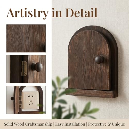 Wood Door Outlet Cover Light Switch Cover Plate Frame, Dustproof, Receptacle Plate Protector, Dark Brown