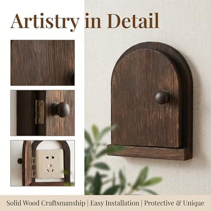 Wood Door Outlet Cover Light Switch Cover Plate Frame, Dustproof, Receptacle Plate Protector, Dark Brown