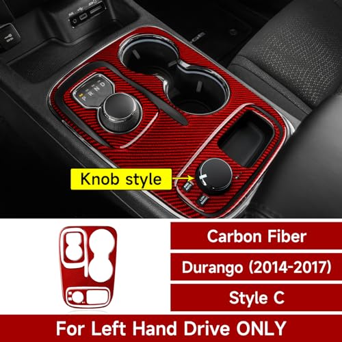 Car Gear Shift Panel Decals for 2014-2017 Dodge Durango Accessories Carbon Fiber Interior Stickers, Knob Style - color: Gear Shift Panel, C