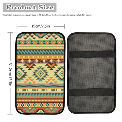 UNICEU Tribal Aztec Car Armrest Cover Universal Auto Center Console Pad Fit for Most Cars SUV Truck Sedan - color: Tribals