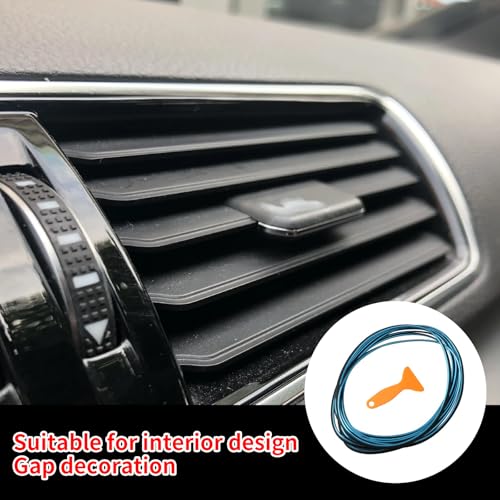33 Ft Car Interior Moulding Trim Strips Universal Auto Gap Fillers Including Installing Tool Car Electroplating Decoration Styling Door Dashboard Flexible Strip (Blue)
