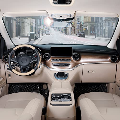 SEG Direct Car Steering Wheel Cover for Medium Standard Size Steering Wheels with 14 1/2-15 inches Outer Diameter, Black and Beige Microfiber Leather - color: 03-Beige, size: Standard size[14 1/2''-15'']