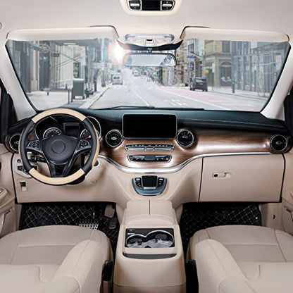 SEG Direct Car Steering Wheel Cover for Medium Standard Size Steering Wheels with 14 1/2-15 inches Outer Diameter, Black and Beige Microfiber Leather - color: 03-Beige, size: Standard size[14 1/2''-15'']