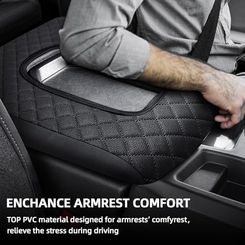 Center Console Cover Fit for Chevy Silverado 2019-2025 Jump Seat Console, Car Armrest Seat Box Cover (ONLY for Split Bench Jump Seat Console)