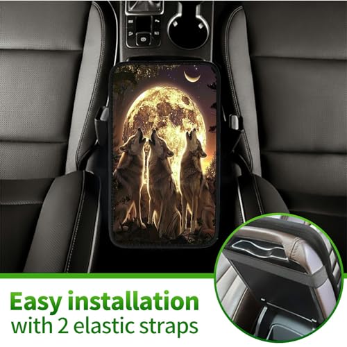 Universal Auto Center Console Pad and 2Pcs Car Coasters Set, Anti Slip Soft Neoprene Car Armrest Seat Box Cover Protector Universal Fit - Car Interior Accessories, Moonwolf - color: 505