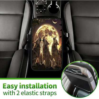 Universal Auto Center Console Pad and 2Pcs Car Coasters Set, Anti Slip Soft Neoprene Car Armrest Seat Box Cover Protector Universal Fit - Car Interior Accessories, Moonwolf - color: 505