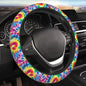Tie Dye Neoprene Steering Wheel Cover for Men Women Anti-Slip Elastic Colorful Steering Wheel Protective Cover 15in Universal Car Accessories Fit Cars, SUVs, Auto - color: Tie-dye