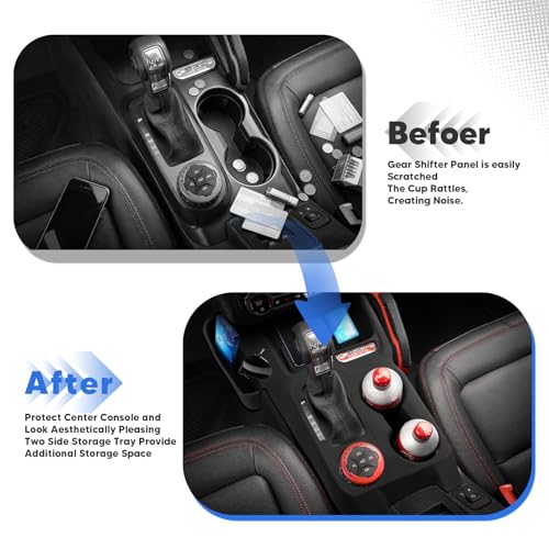 Center Console Gear Shift Panel Trim Cover, Silicone Gear Shifter Cover for Ford Bronco 2021-2026 Auto Transmission, with Storage Tray & Cup Holder Insert(No for Manual Transmission)